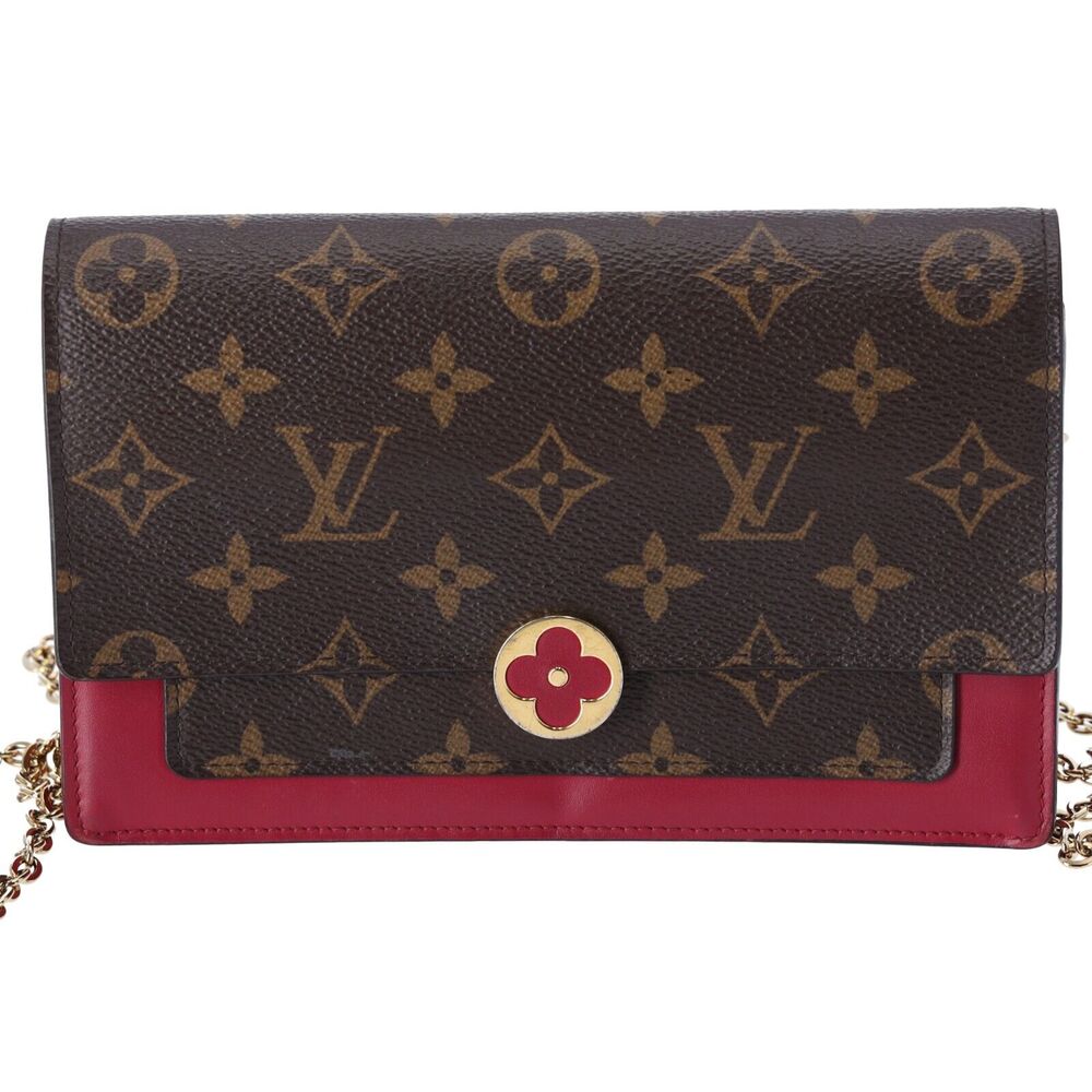 Louis Vuitton Portefeuille Flor M67404 Chain Wallet Crossbody Monogram Fuchsia - Picture 1 of 9